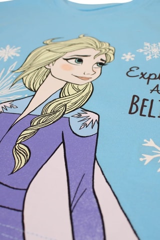 Camiseta y short Elsa Frozen Disney - Celeste - Blanco, azul, amarillo y violeta