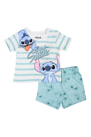 Camiseta y short Stitch Lilo y Stitch Disney - Verde y blanco - Blanco, negro, verde y rosa
