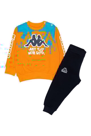 Conjunto de sudadera y pantalón de chándal  - Negro y naranja