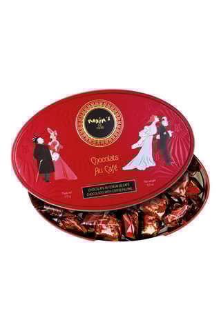 Boîte ovale 25 chocolats cœur de café - 175 g