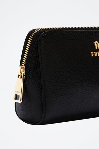 Leren Toilettas Camelia M - Zwart en goudkleurig