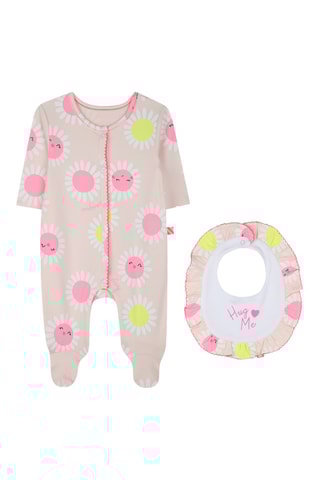 Tutina e bavaglino in cotone bio - Rosa cipria