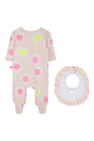 Tutina e bavaglino in cotone bio - Rosa cipria