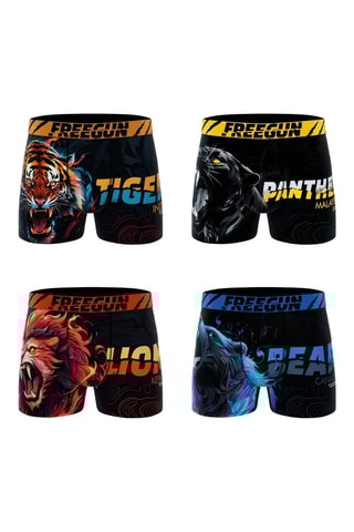 4 boxers Wild Animals - Orange et noir