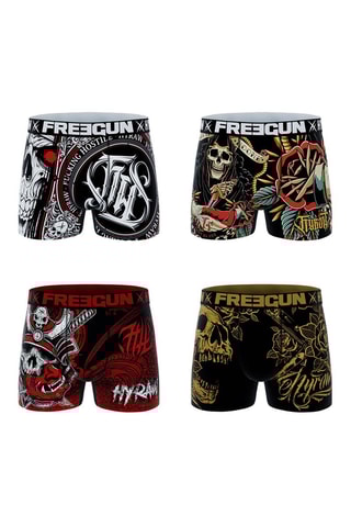 4 boxers Freegun - Noir et rouge