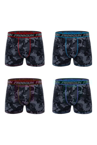 4 boxers - Gris, noir et rouge