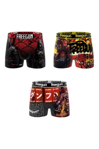 3 boxers Manga Comics - Rouge, noir et jaune