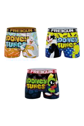 3 boxers Looney Tunes - Orange, jaune et bleu roi