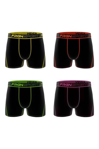 4 boxers Dynamic Soft Touch - Noir, jaune et rouge