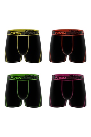 4 boxers Dynamic - Noir, jaune et orange