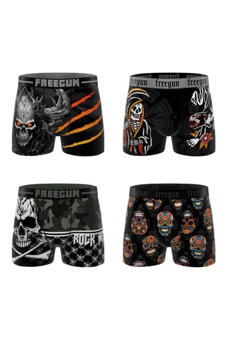 4 boxers Rock Da Summer - Noir et gris foncé