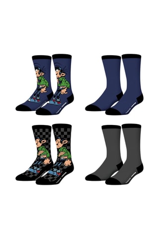 4 paires de chaussettes Gaston Lagaffe Dupuis - Bleu marine et gris