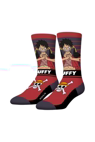 4 paires de chaussettes Luffy One Piece - Rouge et gris