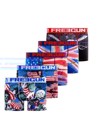 5 boxers - Rouge et bleu