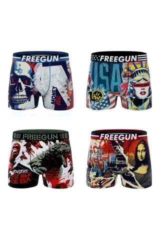 4 boxers Pop Art Style - Bleu et orange