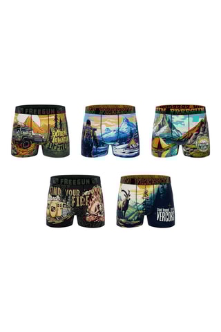 5 boxers Vintage Outdoor - Vert et orange