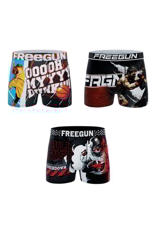 3 boxers US Sports - Noir et rouge