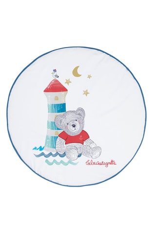 Tapis rond Lulu Apolo - Blanc et bleu - 90 x 90 x 2 cm