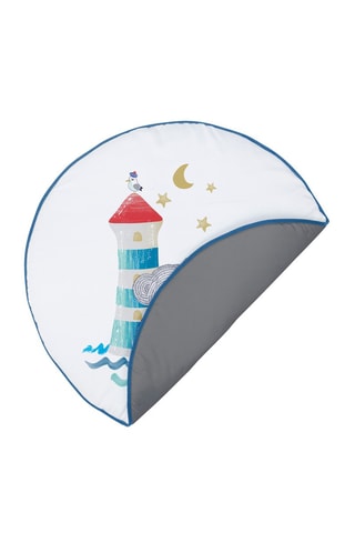 Tapis rond Lulu Apolo - Blanc et bleu - 90 x 90 x 2 cm