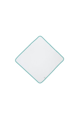 Sortie de bain et gant Bloom Day - Blanc et turquoise - 75 x 75 cm