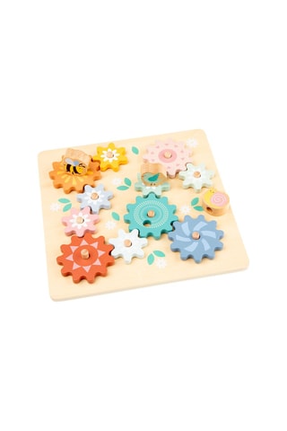 Houten puzzel met roterend tandwiel Tuin - Vanaf 24 Maanden