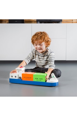 Houten Schip met 2 Containers - Vanaf 3 Jaar