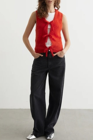 Colete em mohair e lã merino - Vermelho