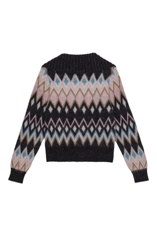 Casaco em alpaca e lã - Preto e rosa-maquilhagem