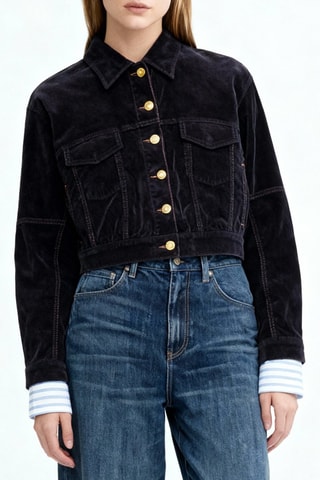 Casaco em veludo em algodão biológico - Azul-escuro