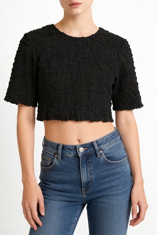 Crop top em algodão biológico - Preto