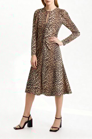 Vestido midi - Preto e castanho