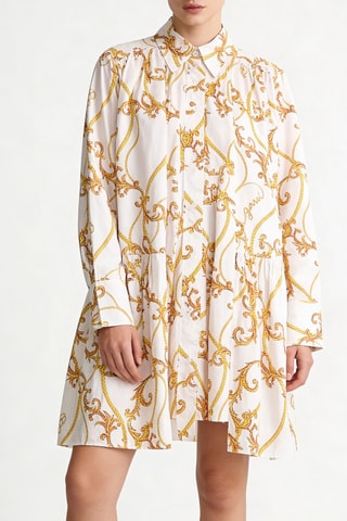 Vestido direito em algodão biológico - Cru