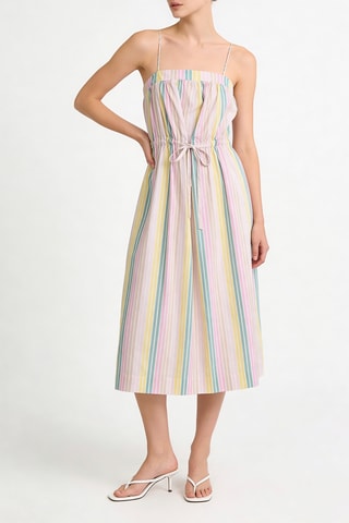 Vestido midi em algodão biológico - Multicor