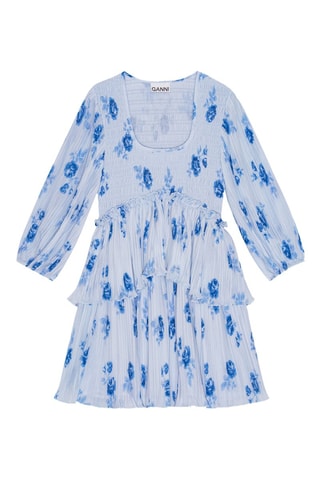 Vestido com folhos - Azul-celeste