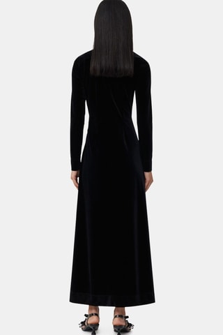 Vestido direito em veludo - Preto