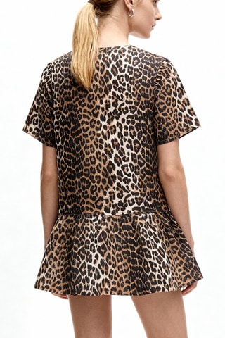 Vestido estilo patinadora em algodão biológico - Castanho e preto