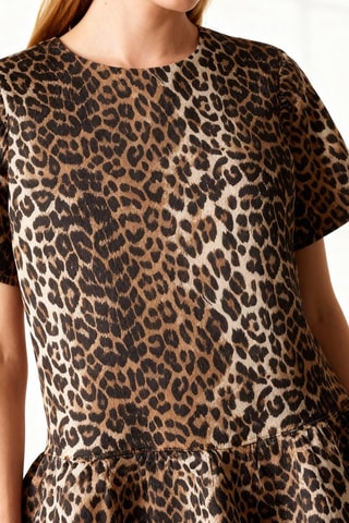 Vestido estilo patinadora em algodão biológico - Castanho e preto