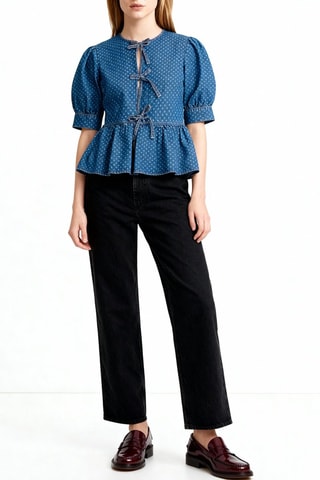 Blusa de ganga em algodão biológico - Azul