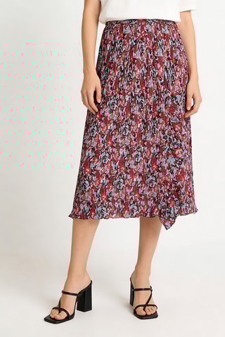 Saia plissada - Vermelho e azul-celeste