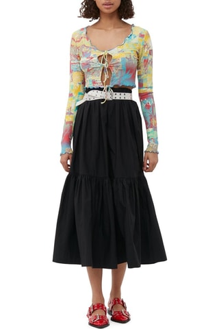 Saia midi em algodão biológico - Preto