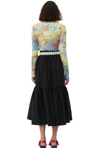 Saia midi em algodão biológico - Preto