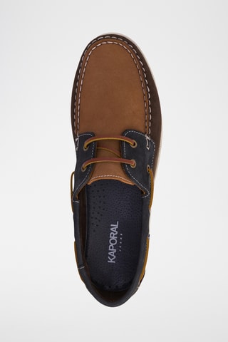 Chaussures bateau en cuir Fably - Bleu et marron
