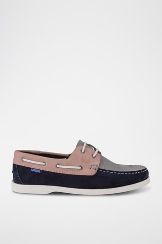 Chaussures bateau en cuir Fably - Bleu et rose