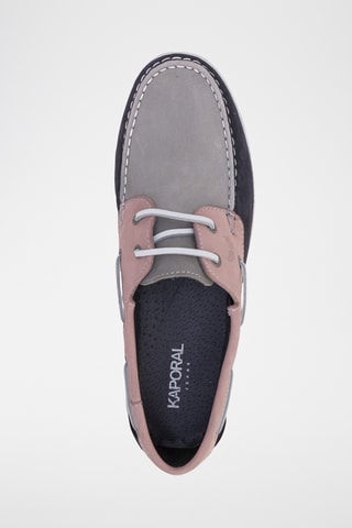 Chaussures bateau en cuir Fably - Bleu et rose