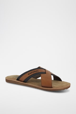 Mules en cuir Janel - Bleu et marron