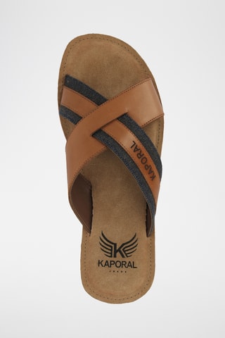 Mules en cuir Janel - Bleu et marron