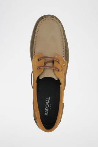 Chaussures bateau en cuir Fably - Kaki et marron