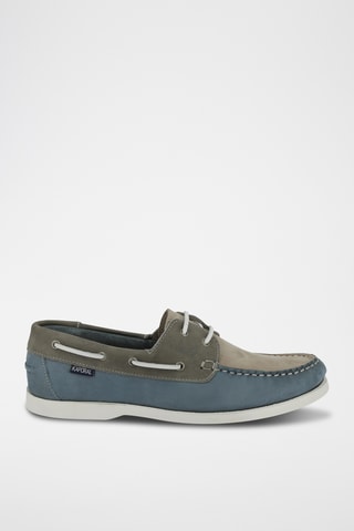 Chaussures bateau en cuir Fably - Bleu et gris