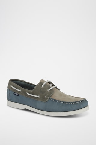 Chaussures bateau en cuir Fably - Bleu et gris