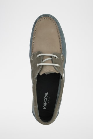 Chaussures bateau en cuir Fably - Bleu et gris